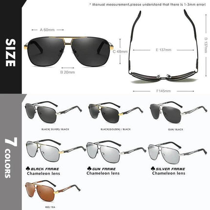Men Black Silver Gold Square Driving Sunglasses - Men Sunglasses - COOLPANDAS - Mad Fly Essentials