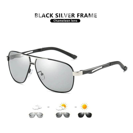Men Black Silver Gold Square Driving Sunglasses - Mad Fly Essentials