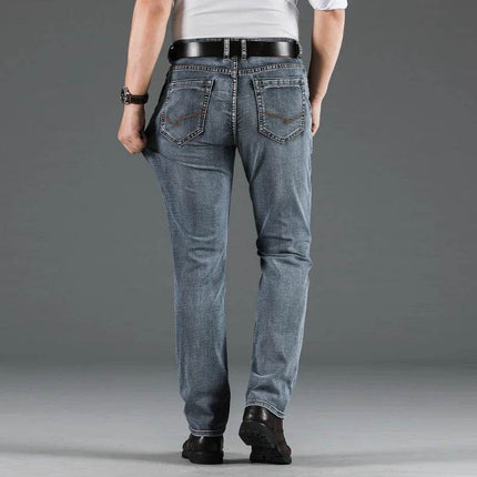 Men Blue - Grey Classic Denim Jeans - Jeans - Brother Wang - Mad Fly Essentials