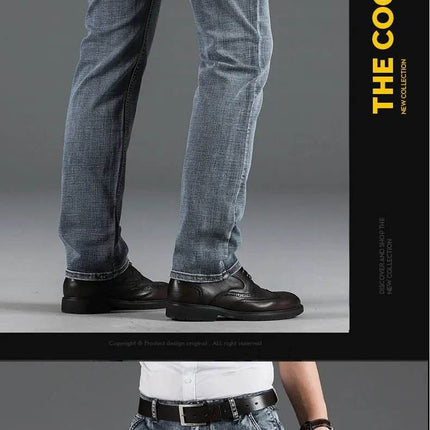 Men Blue - Grey Classic Denim Jeans - Jeans - Brother Wang - Mad Fly Essentials