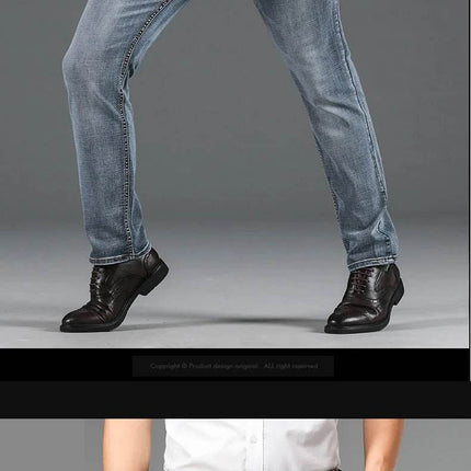 Men Blue - Grey Classic Denim Jeans - Jeans - Brother Wang - Mad Fly Essentials