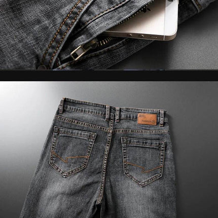 Men Blue - Grey Classic Denim Jeans - Jeans - Brother Wang - Mad Fly Essentials