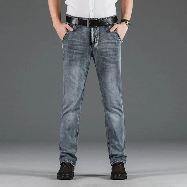 Men Blue - Grey Classic Denim Jeans - Jeans - Brother Wang - Mad Fly Essentials