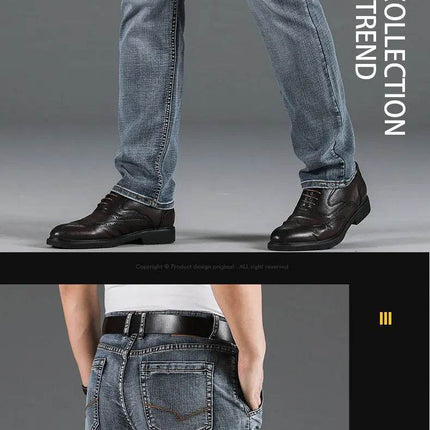 Men Blue - Grey Classic Denim Jeans - Jeans - Brother Wang - Mad Fly Essentials