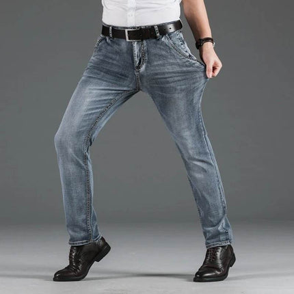 Men Blue - Grey Classic Denim Jeans - Jeans - Brother Wang - Mad Fly Essentials