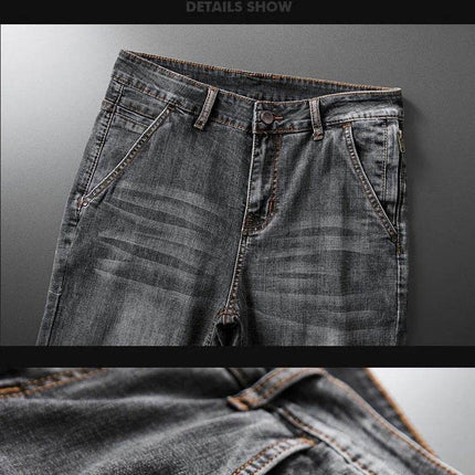 Men Blue - Grey Classic Denim Jeans - Jeans - Brother Wang - Mad Fly Essentials