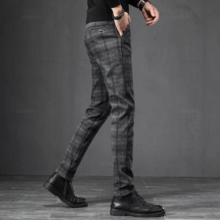 Men British Plaid Business Casual Pants - Pants - JEYWOOD - Mad Fly Essentials