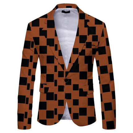 Men British - Style Slim - Fit Plaid Striped Blazer - Blazer - BC - Mad Fly Essentials