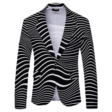 Men British - Style Slim - Fit Plaid Striped Blazer - Blazer - BC - Mad Fly Essentials