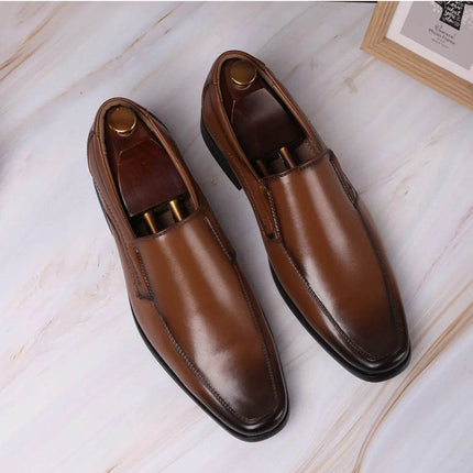 Men Brown Black Business Casual Oxford Wedding Loafers - Loafers - BC - Mad Fly Essentials