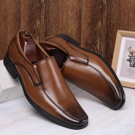 Men Brown Black Business Casual Oxford Wedding Loafers - Loafers - BC - Mad Fly Essentials