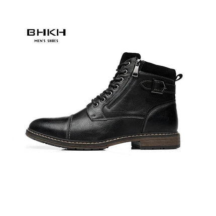 Men Buckle Fashion Vintage Business Casual Boots - Boots - BHKH - Mad Fly Essentials
