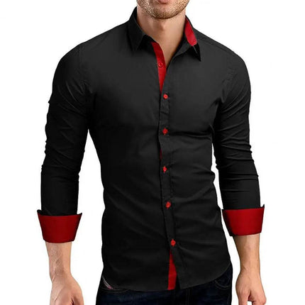 Men Business Casual Contrast Formal Lapel Shirt - Shirt - BC - Mad Fly Essentials