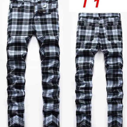 Men Elastic Straight Plaid Business Casual Pants - Pants - VXO - Mad Fly Essentials