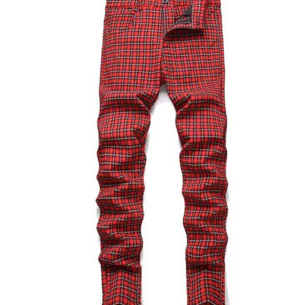 Men Elastic Straight Plaid Business Casual Pants - Pants - VXO - Mad Fly Essentials