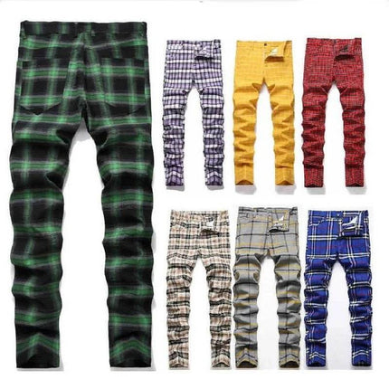 Men Elastic Straight Plaid Business Casual Pants - Pants - VXO - Mad Fly Essentials