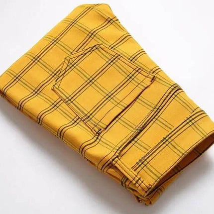 Men Elastic Straight Plaid Business Casual Pants - Pants - VXO - Mad Fly Essentials