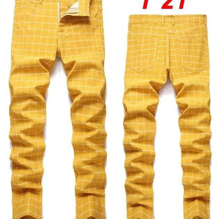 Men Elastic Straight Plaid Business Casual Pants - Pants - VXO - Mad Fly Essentials