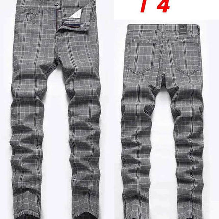 Men Elastic Straight Plaid Business Casual Pants - Pants - VXO - Mad Fly Essentials