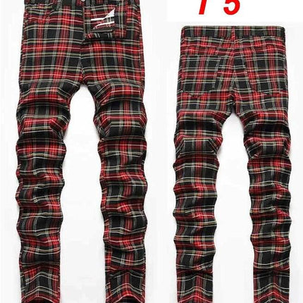 Men Elastic Straight Plaid Business Casual Pants - Pants - VXO - Mad Fly Essentials