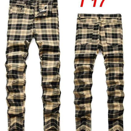 Men Elastic Straight Plaid Business Casual Pants - Pants - VXO - Mad Fly Essentials