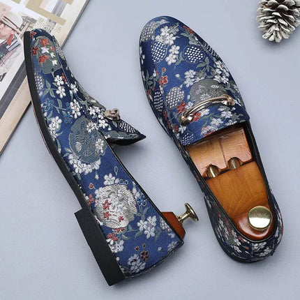 Men Business Casual Floral Loafers - Loafers - ZXQ - Mad Fly Essentials