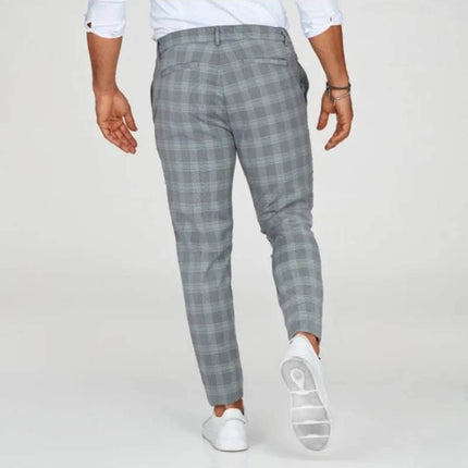 Men Business Casual Golden Plaid Pants - Pants - GINGTTO - Mad Fly Essentials