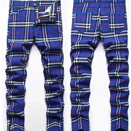 Men Plaid High Stretch Straight Leg Business Casual Pants - Pants - VXO - Mad Fly Essentials