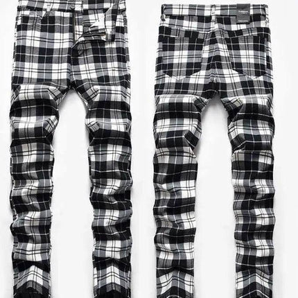 Men Plaid High Stretch Straight Leg Business Casual Pants - Pants - VXO - Mad Fly Essentials