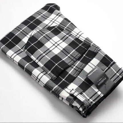 Men Plaid High Stretch Straight Leg Business Casual Pants - Pants - VXO - Mad Fly Essentials