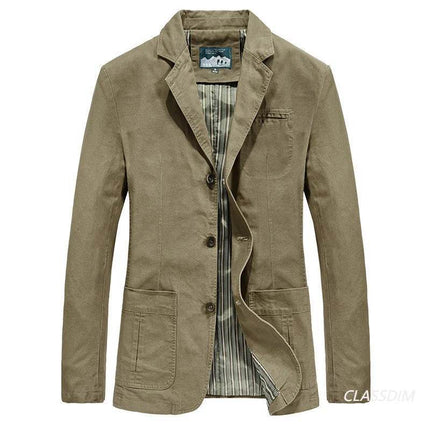 Men Business Casual Khaki Blue Blazer Jacket - Jacket - iSurvivor - Mad Fly Essentials