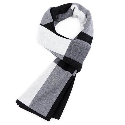 Men Business Casual Winter Knitted Plaid Scarf - Mad Fly Essentials
