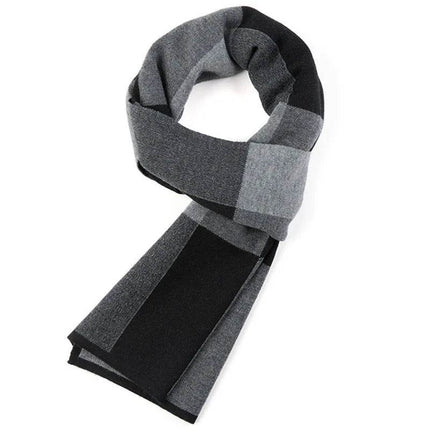 Men Business Casual Winter Knitted Plaid Scarf - Mad Fly Essentials