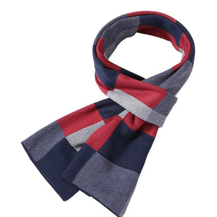 Men Business Casual Winter Knitted Plaid Scarf - Mad Fly Essentials