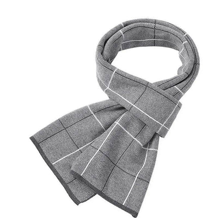 Men Business Casual Winter Knitted Plaid Scarf - Mad Fly Essentials