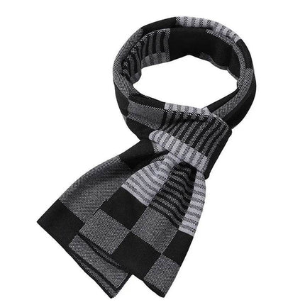 Men Business Casual Winter Knitted Plaid Scarf - Mad Fly Essentials