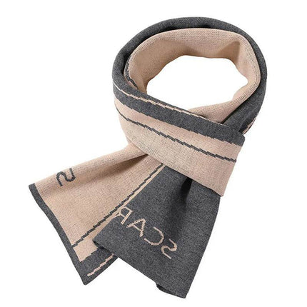 Men Business Casual Winter Knitted Plaid Scarf - Mad Fly Essentials