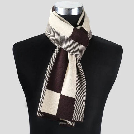 Business Casual Winter Knitted Plaid Scarf Men Accessories - Men Accessories - BC - Mad Fly Essentials