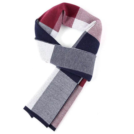 Men Business Casual Winter Knitted Plaid Scarf - Mad Fly Essentials