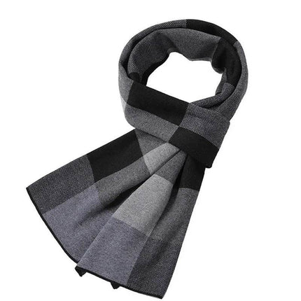 Men Business Casual Winter Knitted Plaid Scarf - Mad Fly Essentials