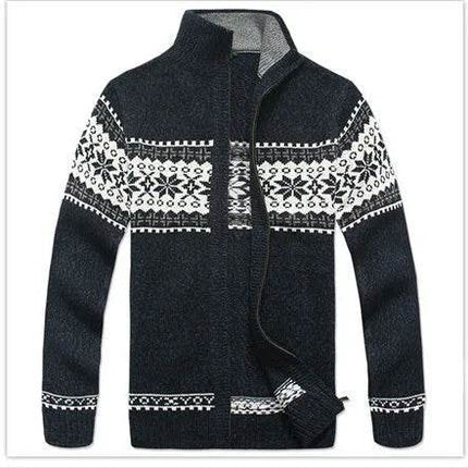 Men Cardigan Winter White Knitted Sweater Top - Mad Fly Essentials