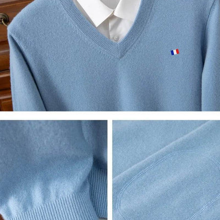 Men Cashmere V - Neck Woolen Pullover Sweater - Sweater - Wuiliy - Mad Fly Essentials