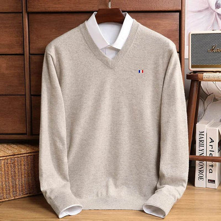 Men Cashmere V - Neck Woolen Pullover Sweater - Sweater - Wuiliy - Mad Fly Essentials