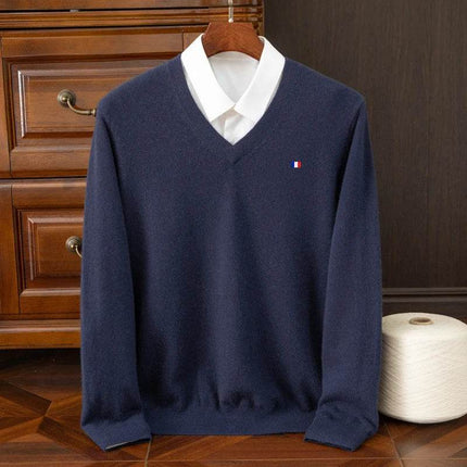 Men Cashmere V - Neck Woolen Pullover Sweater - Sweater - Wuiliy - Mad Fly Essentials
