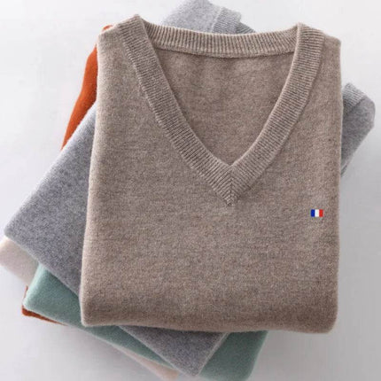 Men Cashmere V - Neck Woolen Pullover Sweater - Sweater - Wuiliy - Mad Fly Essentials