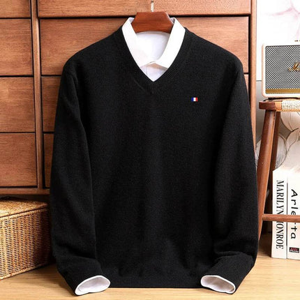 Men Cashmere V - Neck Woolen Pullover Sweater - Sweater - Wuiliy - Mad Fly Essentials