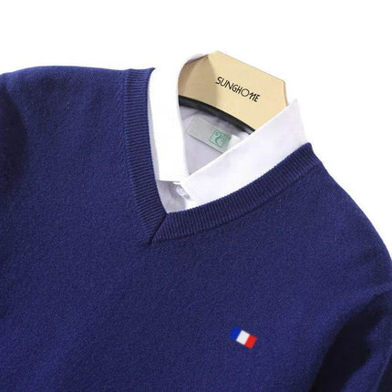 Men Cashmere V - Neck Woolen Pullover Sweater - Sweater - Wuiliy - Mad Fly Essentials