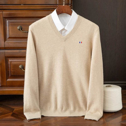Men Cashmere V - Neck Woolen Pullover Sweater - Sweater - Wuiliy - Mad Fly Essentials