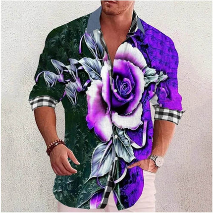 Men Casual Vacation Wear Floral Lapel Shirt - Shirt - Fanweilin - Mad Fly Essentials