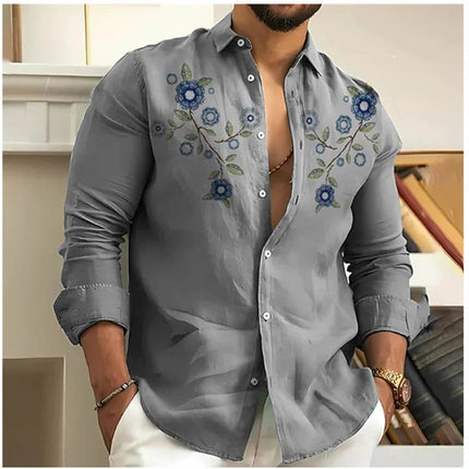Men Casual Vacation Wear Floral Lapel Shirt - Shirt - Fanweilin - Mad Fly Essentials
